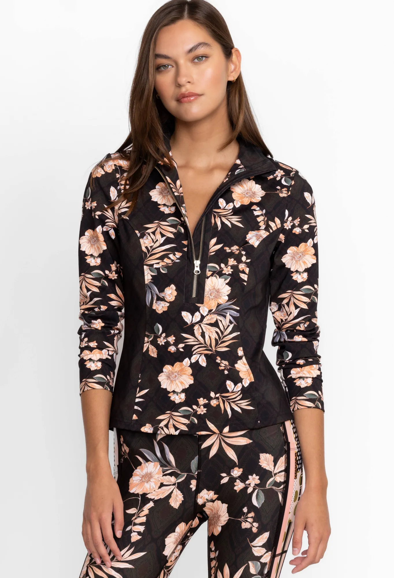 Cheap Blocked Athletic Mock Neck Pullover Women Outerwear