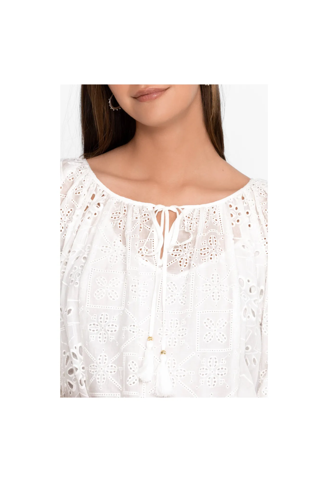 Fashion Castillo Eyelet Blouse Women Tops