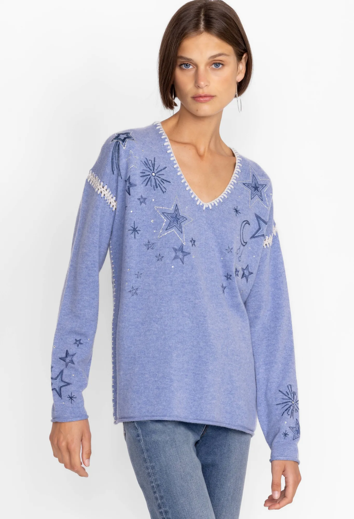 Fashion Estrella Cashmere Whipstitch Pullover Women Outerwear