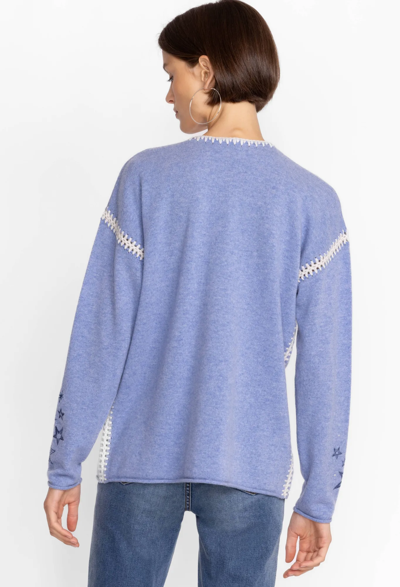 Fashion Estrella Cashmere Whipstitch Pullover Women Outerwear