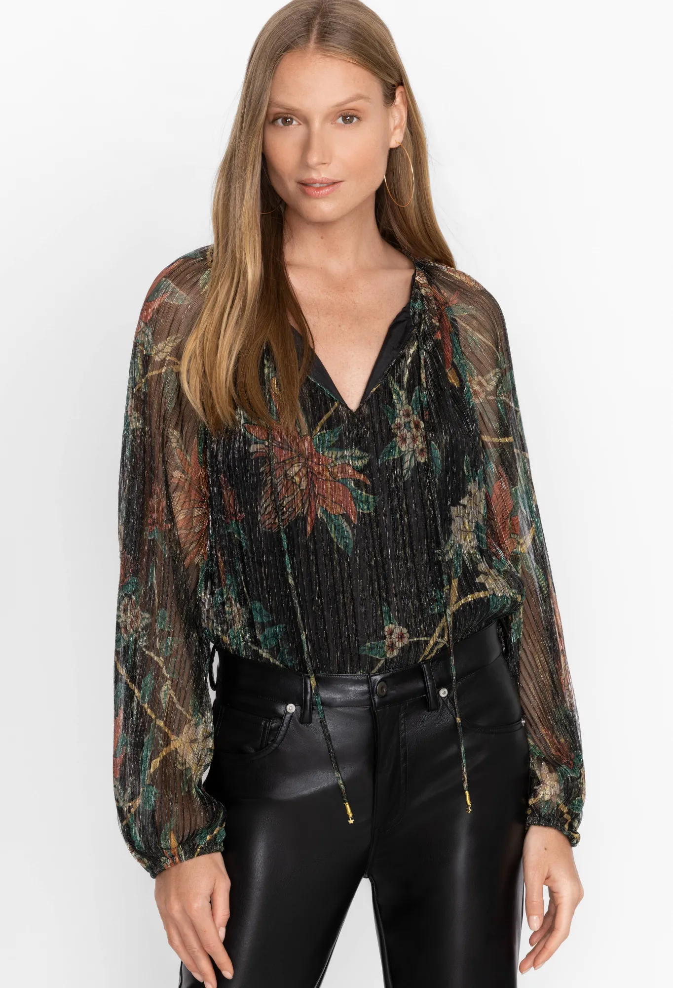 Shop Evelina Metallic Blouse Women Tops