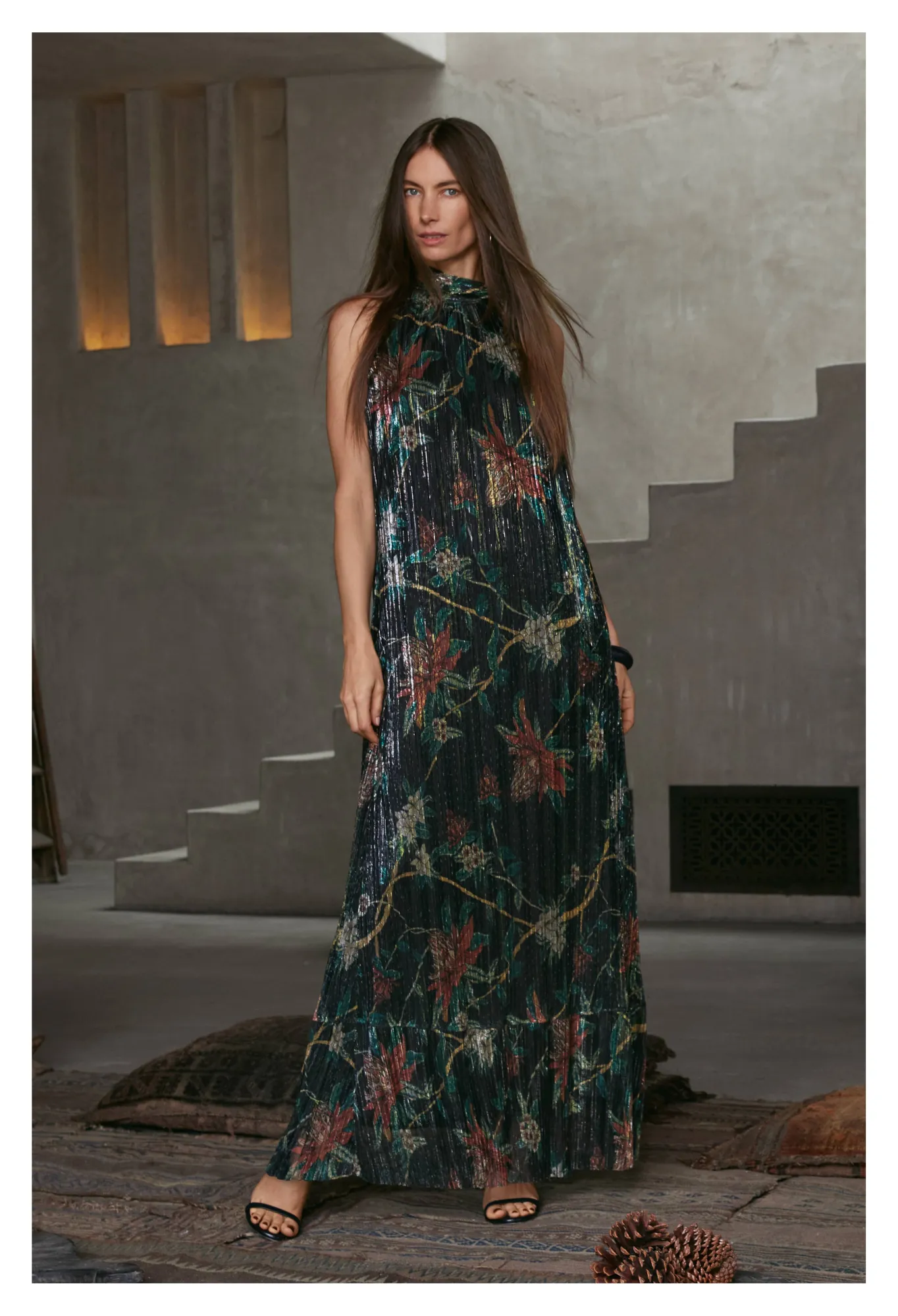 Outlet Evelina Metallic Maxi Dress Women Dresses