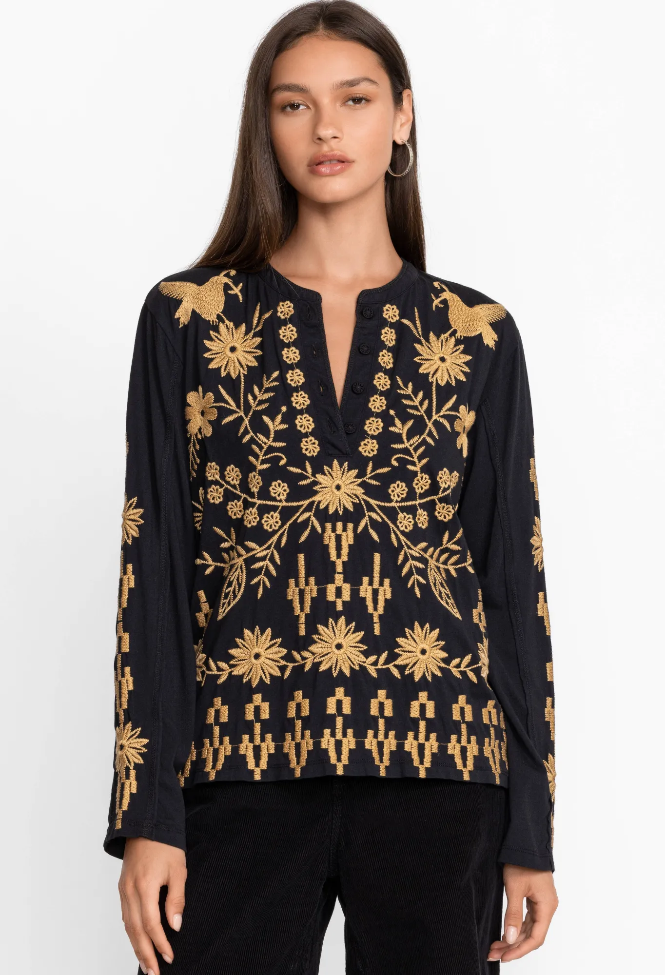 Flash Sale Georgina Raw Seam Henley Women Tops