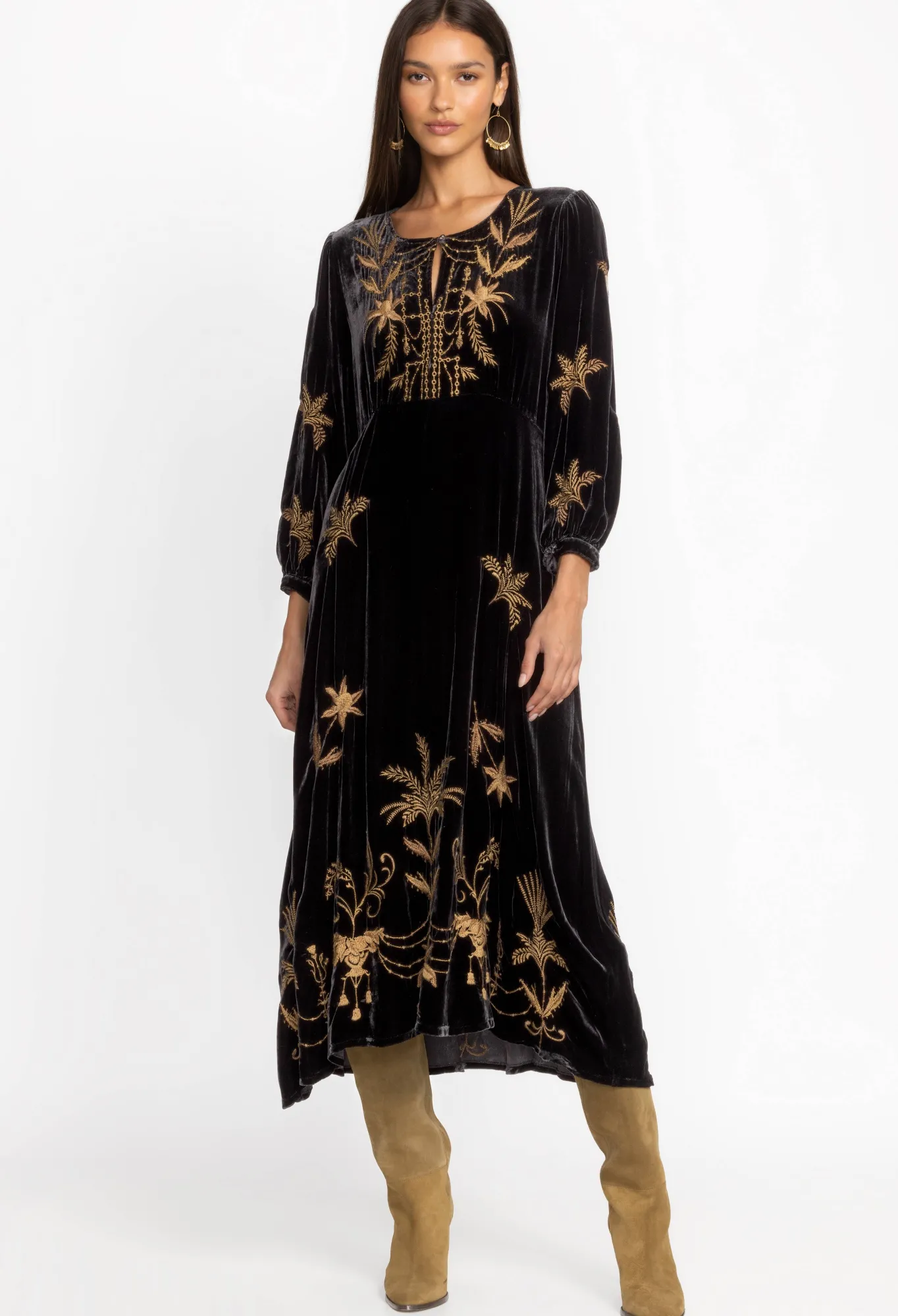 Fashion Palmira Velvet Effortless Midi Dress Women Dresses