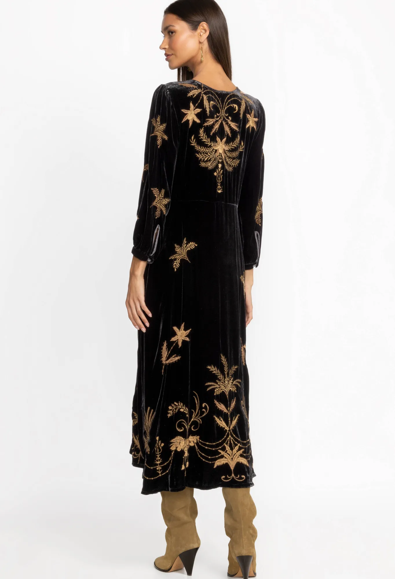 Fashion Palmira Velvet Effortless Midi Dress Women Dresses