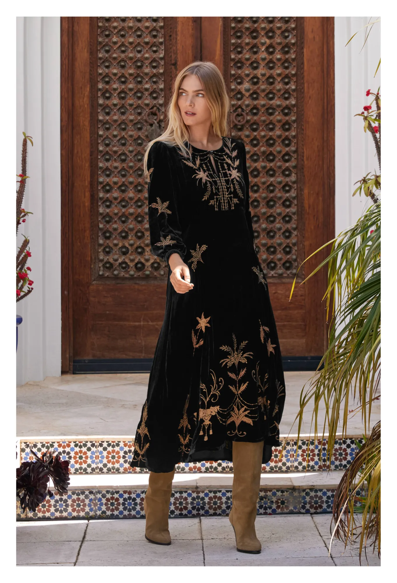 Fashion Palmira Velvet Effortless Midi Dress Women Dresses