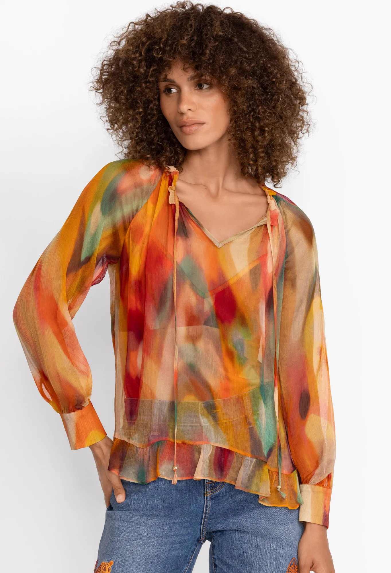 Store Radika Silk Blouse Women Tops