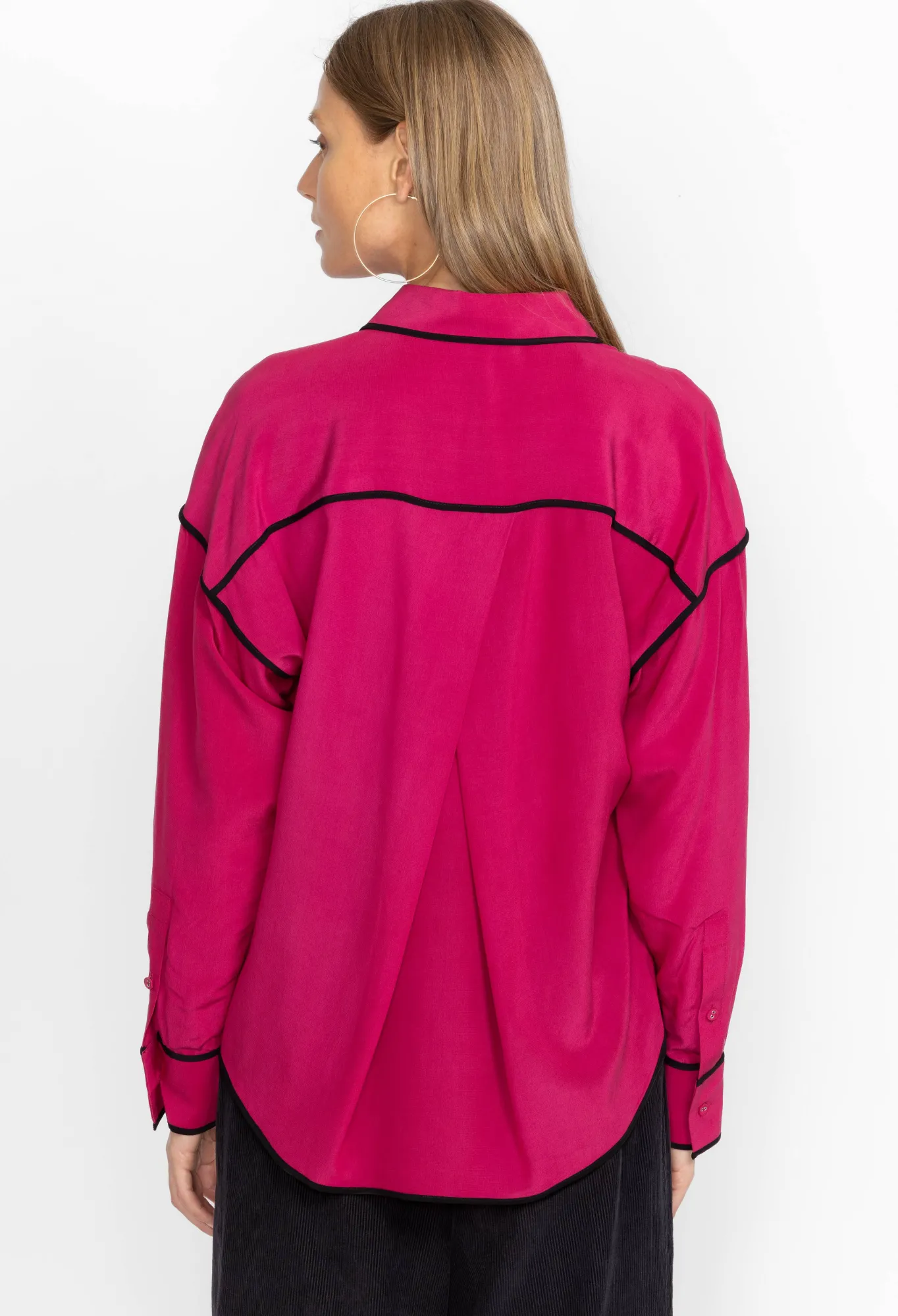 Store Relaxed Button Down With Piping Women Tops