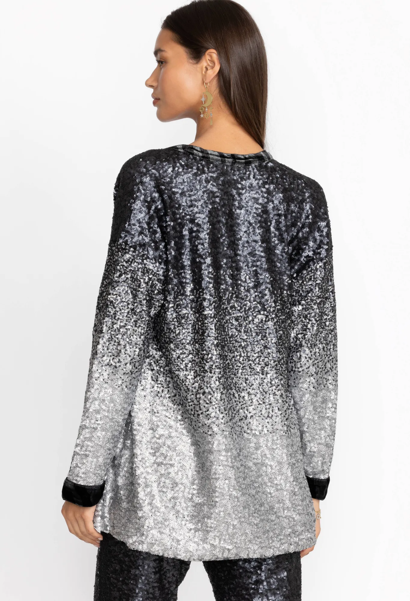 Fashion Sequin Button Up Women Tops