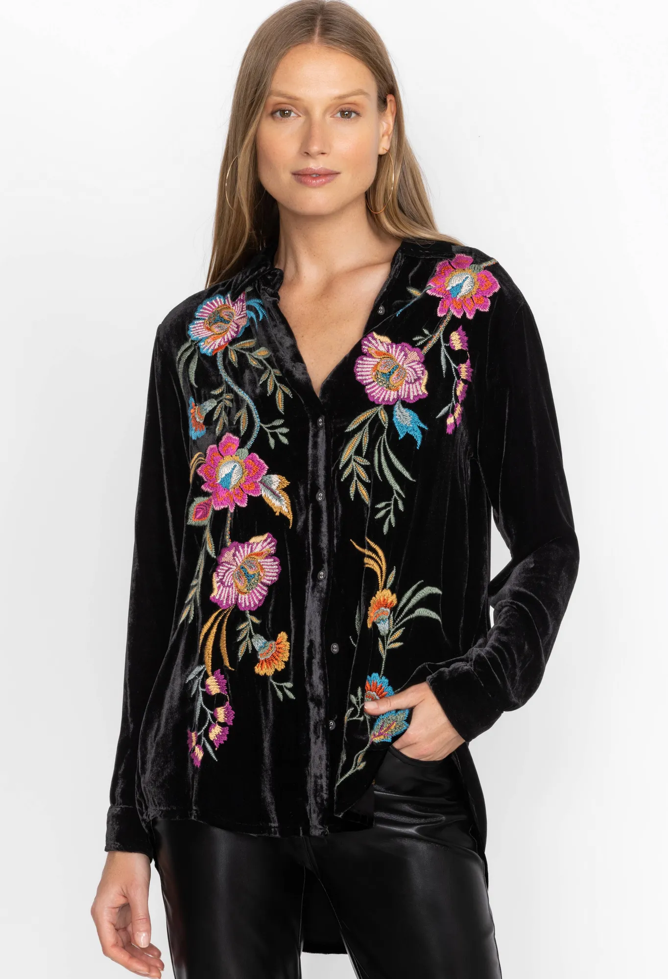 Hot Sidonia Velvet Oversized Pleat Shirt Women Tops