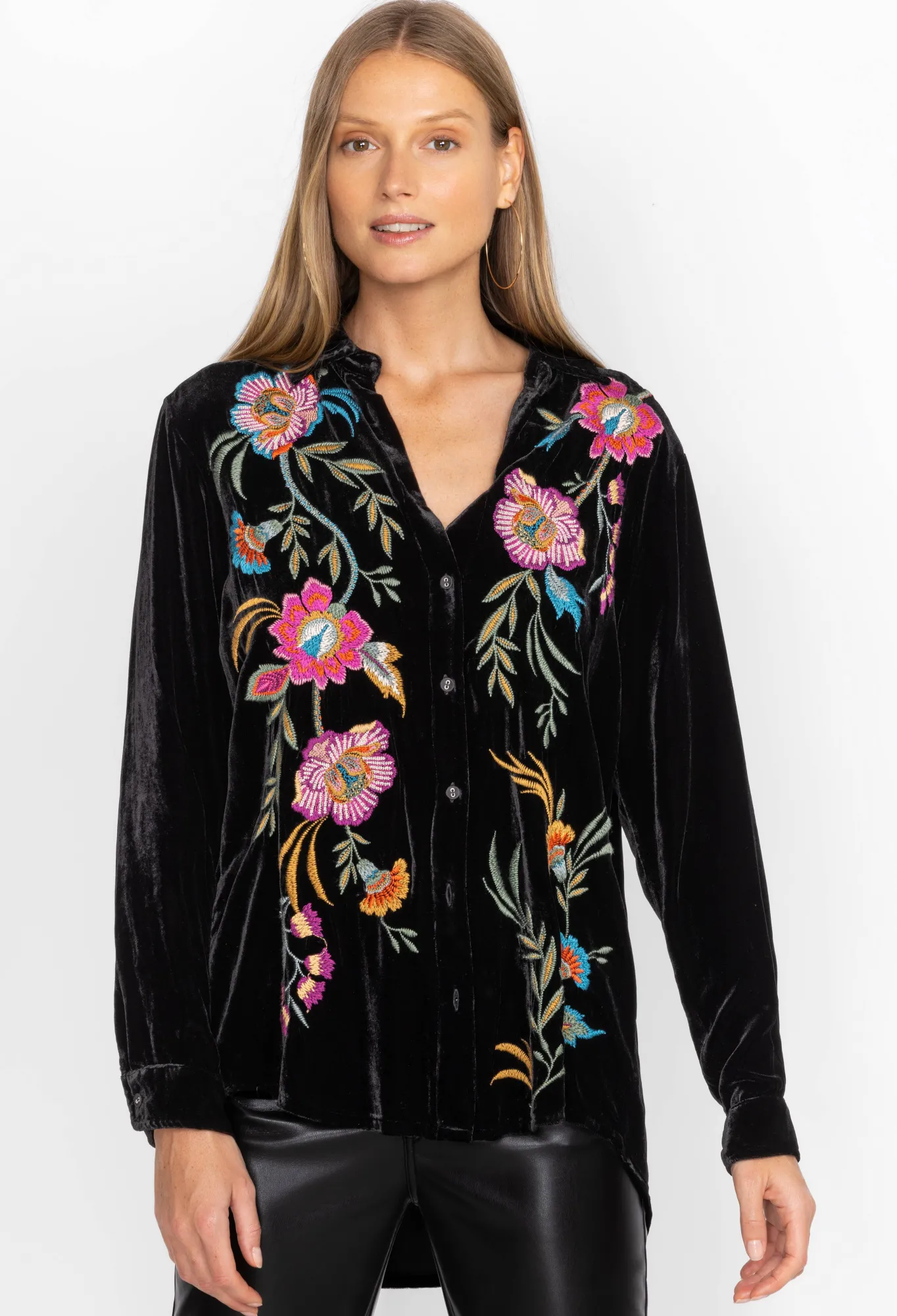 Hot Sidonia Velvet Oversized Pleat Shirt Women Tops