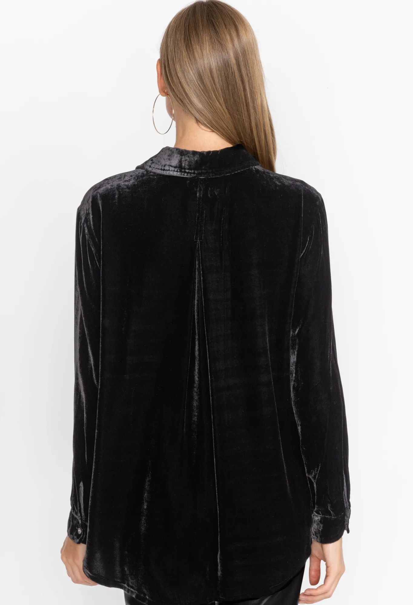 Hot Sidonia Velvet Oversized Pleat Shirt Women Tops