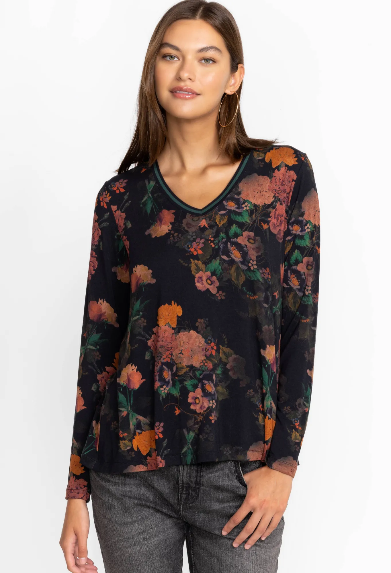 Cheap The Janie Favorite Long Sleeve V-Neck Swing Tee Women Tops