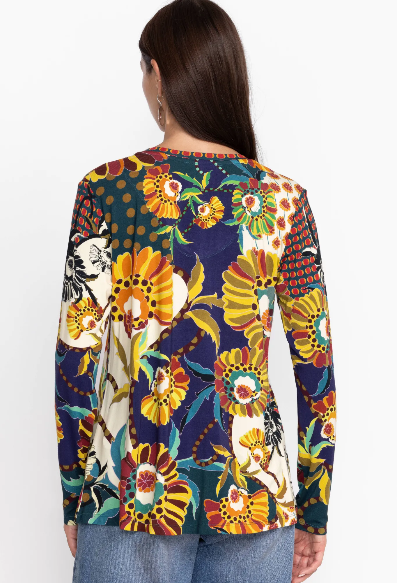 Fashion The Janie Favorite Long Sleeve V-Neck Swing Tee Women Tops