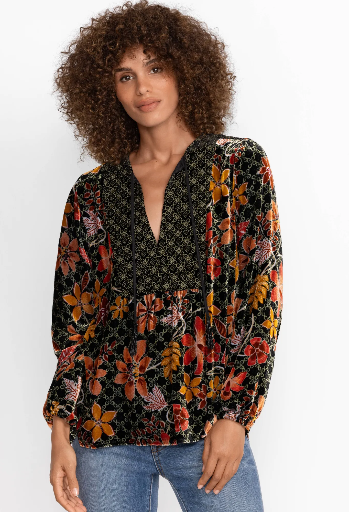 Clearance Velvet Curved Hem Blouse Women Tops